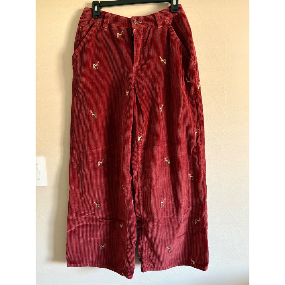 We The Free Clifton Corduroy Pant 26 Embroidered Deer Wide Leg Boho Whimsy Fall - Picture 3 of 11